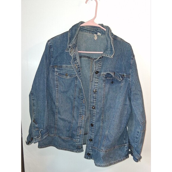 SJB Medium Denim Button Up Jacket Sz 1X - Picture 1 of 2